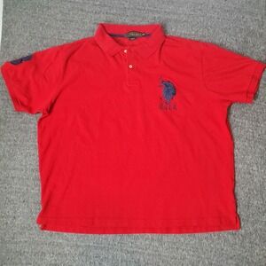 U.S. Polo Assn. Polo Shirt Mens Size 2XL Red Short Sleeve Rugby Big Pony #3